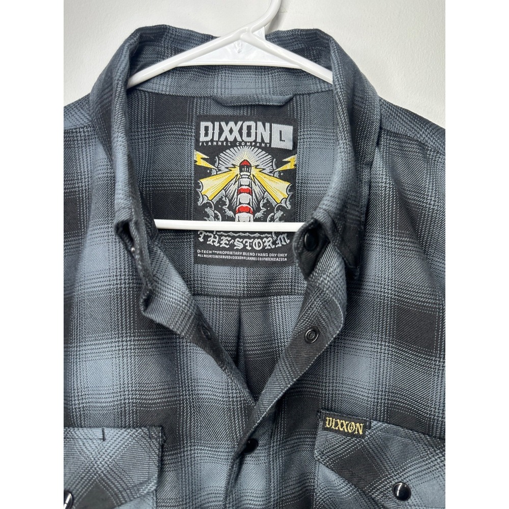 Dixxon Flannel The Storm Plaid Shirt Black Gray Long Sleeve Pearl Snap - Large - Picture 2 of 6